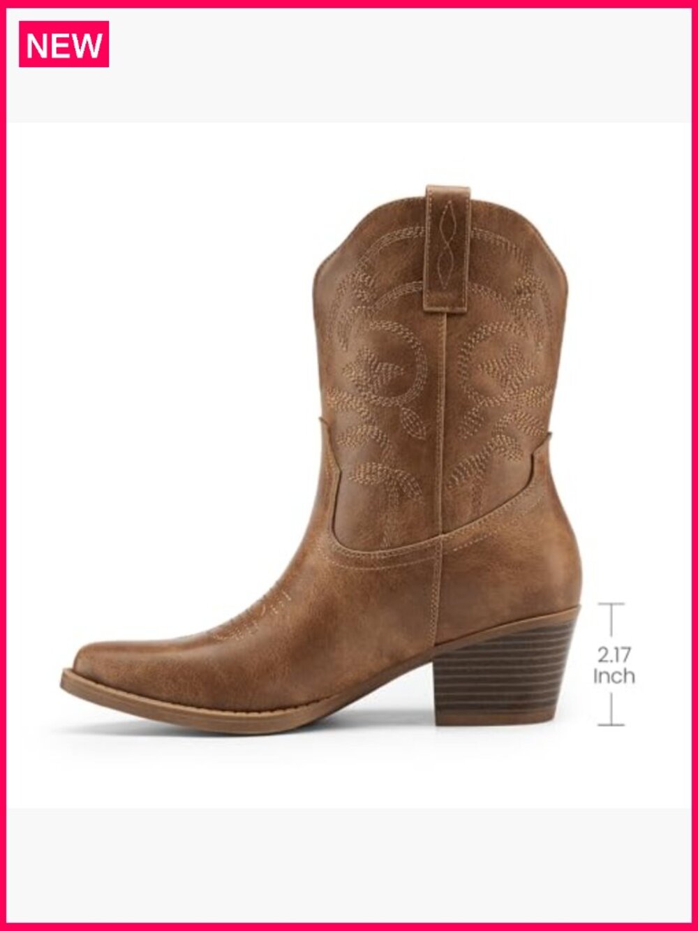 Women's Cowboy Ankle Boots Square Toe Chunky Heel Embroidery Western Short - Picture 4 of 7